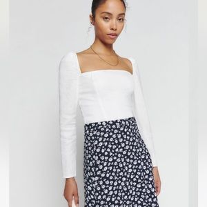 NWOT Reformation Khloe Linen Top in White SZ 10